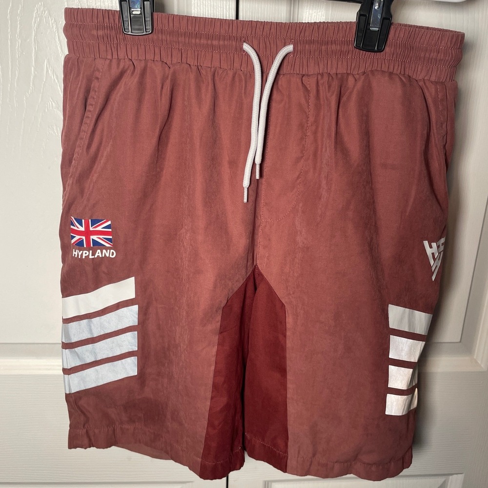 HYPLAND Shorts Salmon, Reflection Stripes, Drawstring Waist, Size S